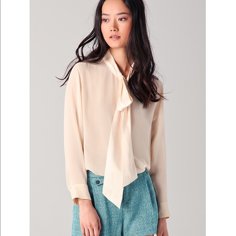 Equipment Meredyth Bow Collar Contrast Blouse